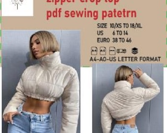 Reißverschluss Crop Top Schnittmuster | Frauen XS-XL (PDF Download)