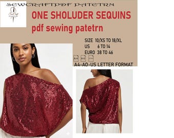 Naaipatroon één schouder met pailletten (digitale download)