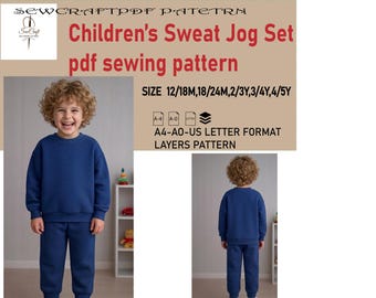 Children's Sweat Jog Set Sewing Pattern, Kids Tracksuit PDF (Digital Download)