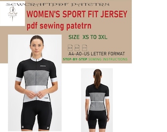 Molde em PDF para costura de camisa de ciclismo feminina | Pro Fit Sportswear (Download digital)