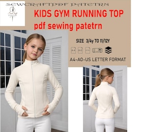 Kinder Gym Laufshirt Muster, Mädchen Active-Wear Nähanleitung, Sport T-Shirt, Fitness Workout T-Shirt, Sofort-Download-Muster,