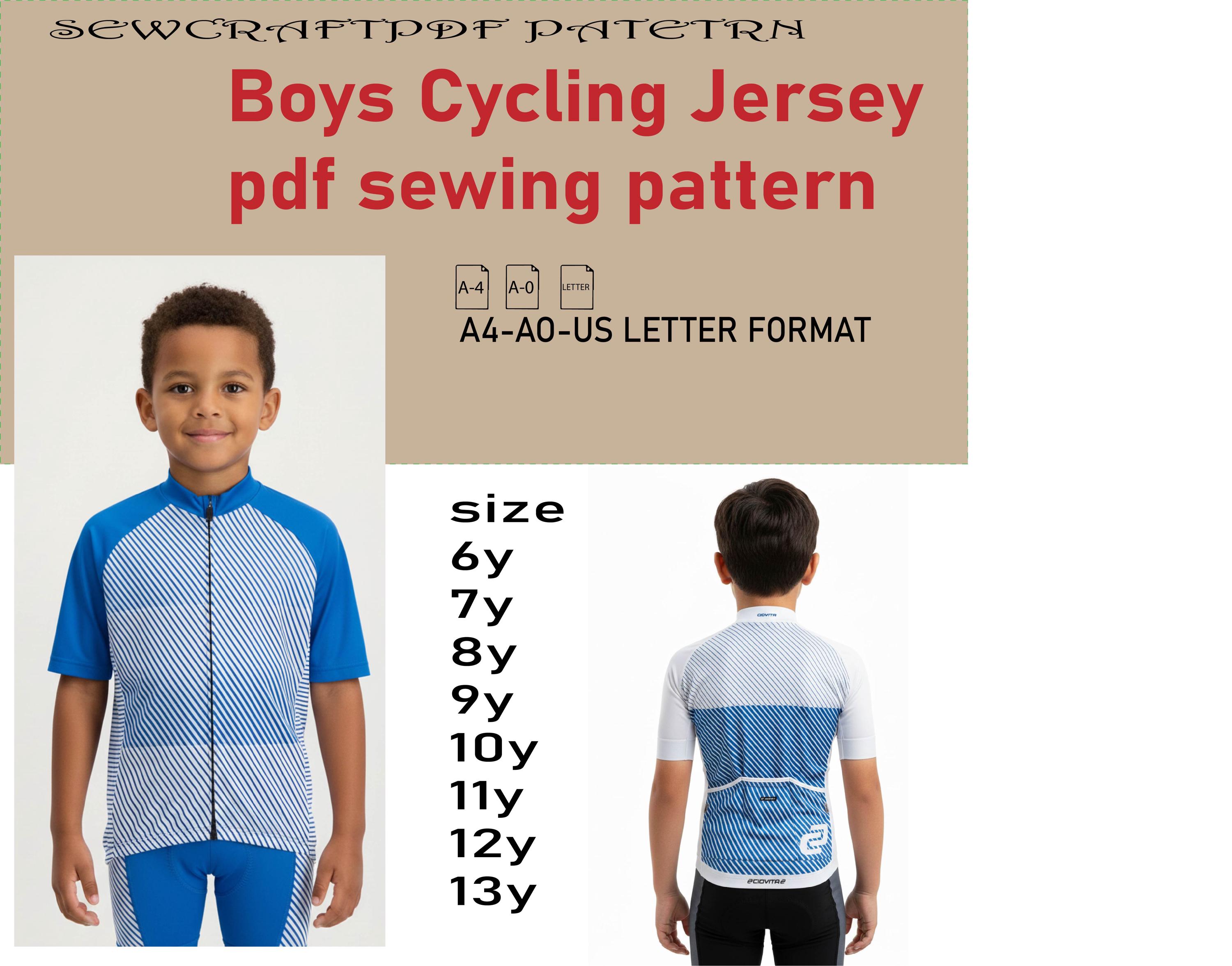 Boys Cycling Jersey Pattern |downloadable PDF Sewing Pattern |A4 US ...