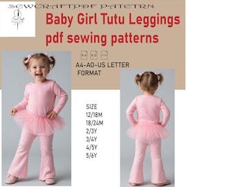 Baby-Mädchen-Ballettröckchen Schlaghose Leggings | Herunterladbare PDF-Schnittmuster | A4 US Letter Printable | Sofort Downloadbar