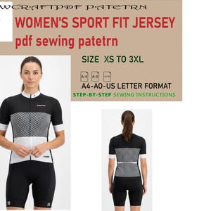 Damesfietsshirt pdf naaipatroon | Pro Fit-sportkleding (digitale download)