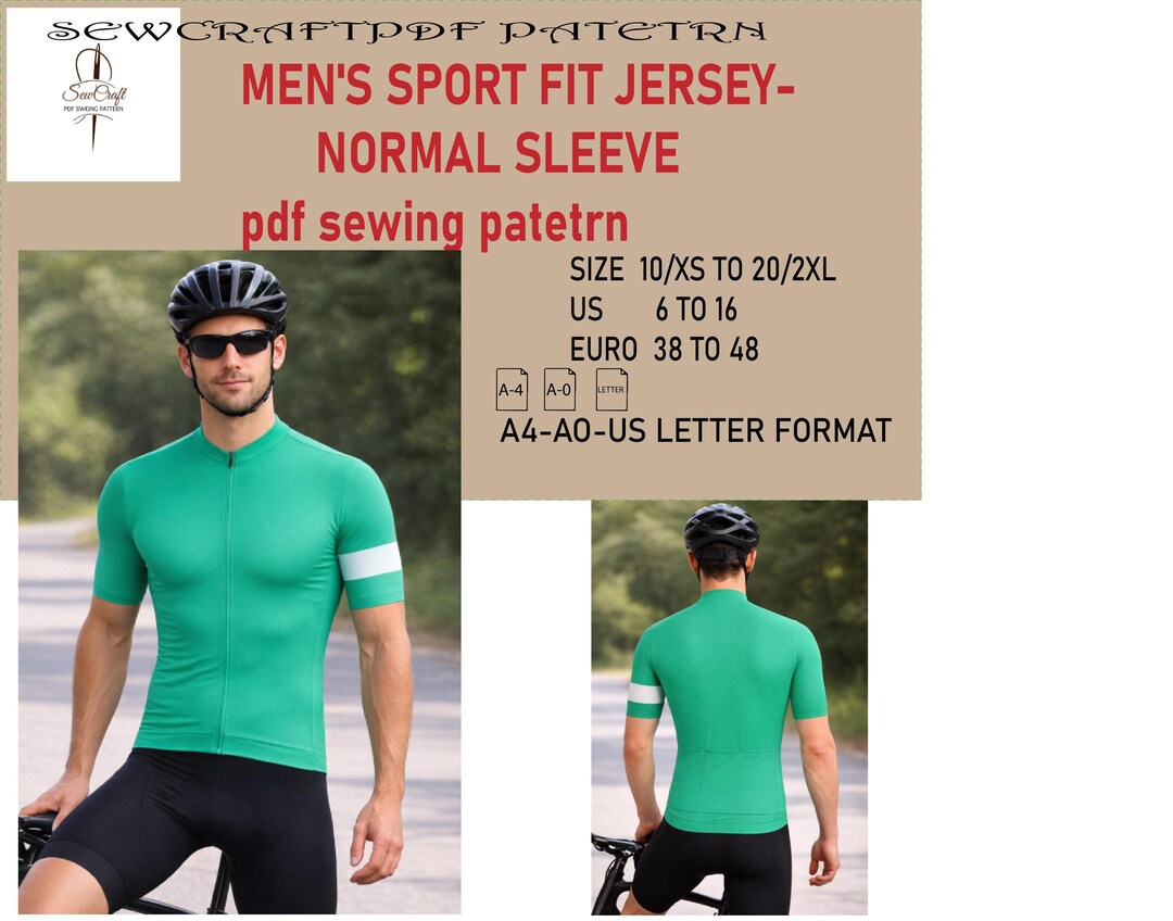 Men’s Sport Fit Jersey Sewing Pattern PDF, Athletic T-shirt Pattern ...