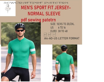 Patrón de costura en PDF para camiseta deportiva de hombre, camiseta atlética, ropa deportiva de manga corta, camiseta de gimnasio, descarga instantánea.