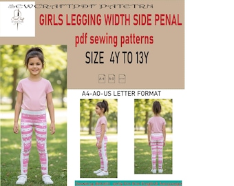 girls Legging Width Side Penal-Sewing Pattern - Downloadable PDF Sewing Pattern |A4 US Letter Printable | Instant Downloadable