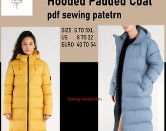 Gefütterter Mantel mit Kapuze PDF Schnittmuster | Herunterladbares PDF Schnittmuster | A4 US Letter Printable | Sofort Downloadbar