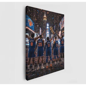 New York Basketball 2026 Champions Celebration Canvas Wall Art - Sports Fan Home Decor Poster