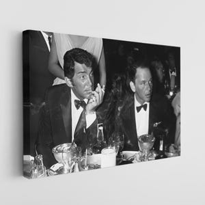 Frank Sinatra and Dean Martin Canvas, Rat Pack Wall Art - Black and White Legends Photography, Man Cave & Bar Decor Gift for Dad