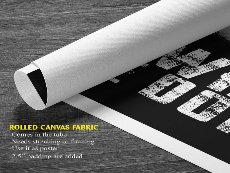 The image is a rolled canvas fabric with text and instructions on it.