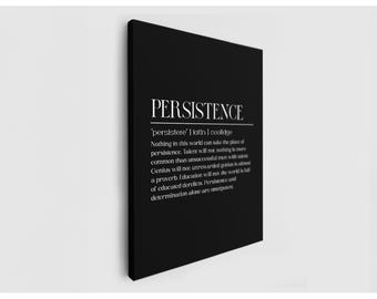 Persistence Motivational Canvas Print, Determination Definition Wall Art - Minimalist Office Decor, Success Quote Poster, Modern Style Gift