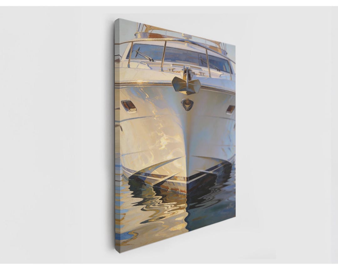 Luxury Yacht Painting Canvas Print, Nautical Maritime Wall Art ...