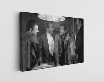 Wise Guys Movie Canvas Art, Goodfellas Wall Decor - Black and White Gangster Film Print, Man Cave Movie Room & Bar Gift for Him