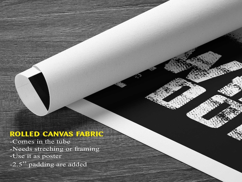 The image is a rolled canvas fabric with text and instructions on it.
