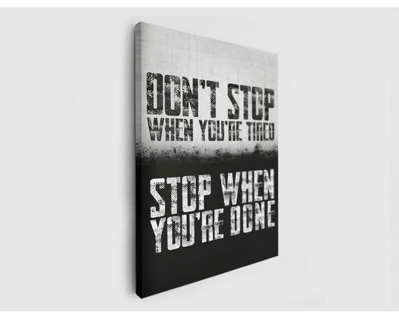 Motivational Quote Canvas - Stop When You're Done Art, Inspirational Gym Decor, Workout Wall Art, Fitness Mindset Poster for Home Gym