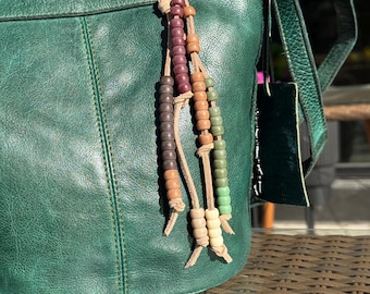 Handmade Beaded Bag Charm - Boho Keychain - Gift For Her- Matte Style