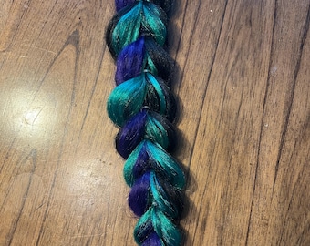 Braid tie in - purple/green/black
