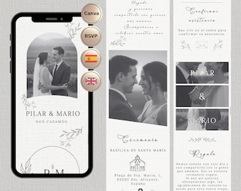 Elegante Hochzeitseinladungs-Vorlage | Antwortkarte, Karte, QR-Code (Digital in Canva)