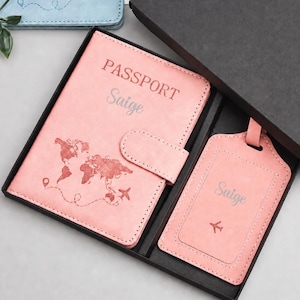 Personalized Passport Cover, Custom Luggage Tag, PU Leather RFID Passport Cover, Passport Holder & Luggage Tag Set, Team Gift, Travel Gift