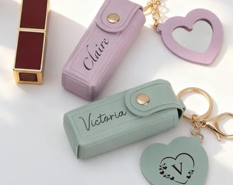 Portachiavi con astuccio per rossetto inciso con nome, porta rossetto personalizzato, regalo per addio al nubilato, portachiavi con astuccio per balsamo per labbra personalizzato, regalo per matrimonio/compleanno