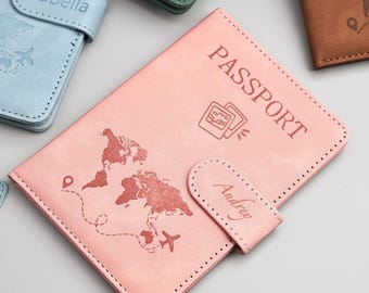 Custom Passport Holder, Personalized Luggage Tag, Custom Leather RFID Passport Cover, Engraved Passport Wallets, Travel Accessories