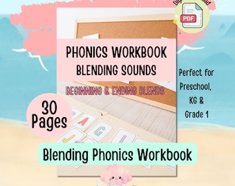 Phonics Beginning & Ending Blends Workbook | Consonant Blending | Decoding | Early Literacy, Kindergarten, 1st Grade Worksheets