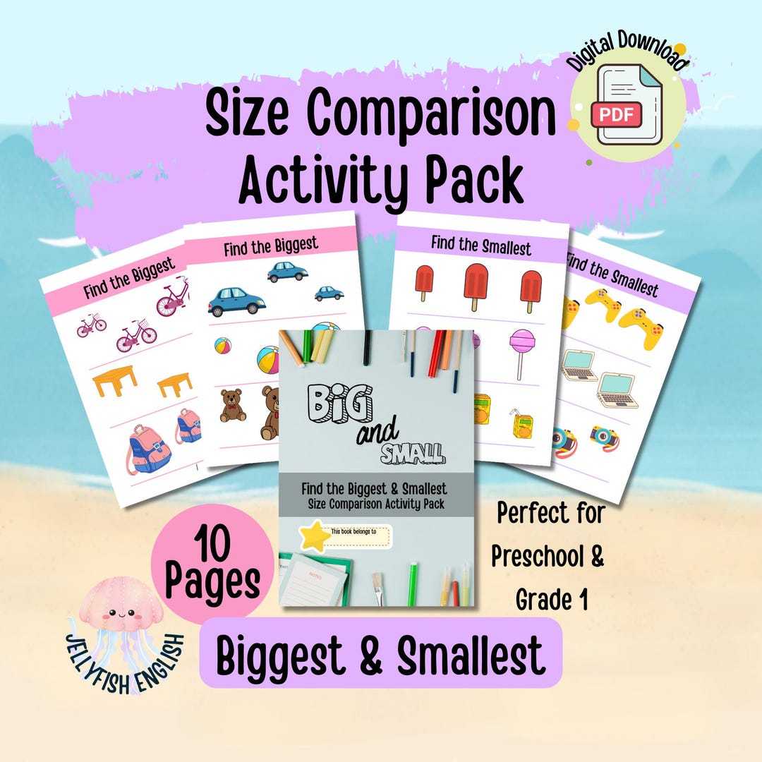Find the Biggest & Smallest Worksheet | Size Comparison Activity Book ...
