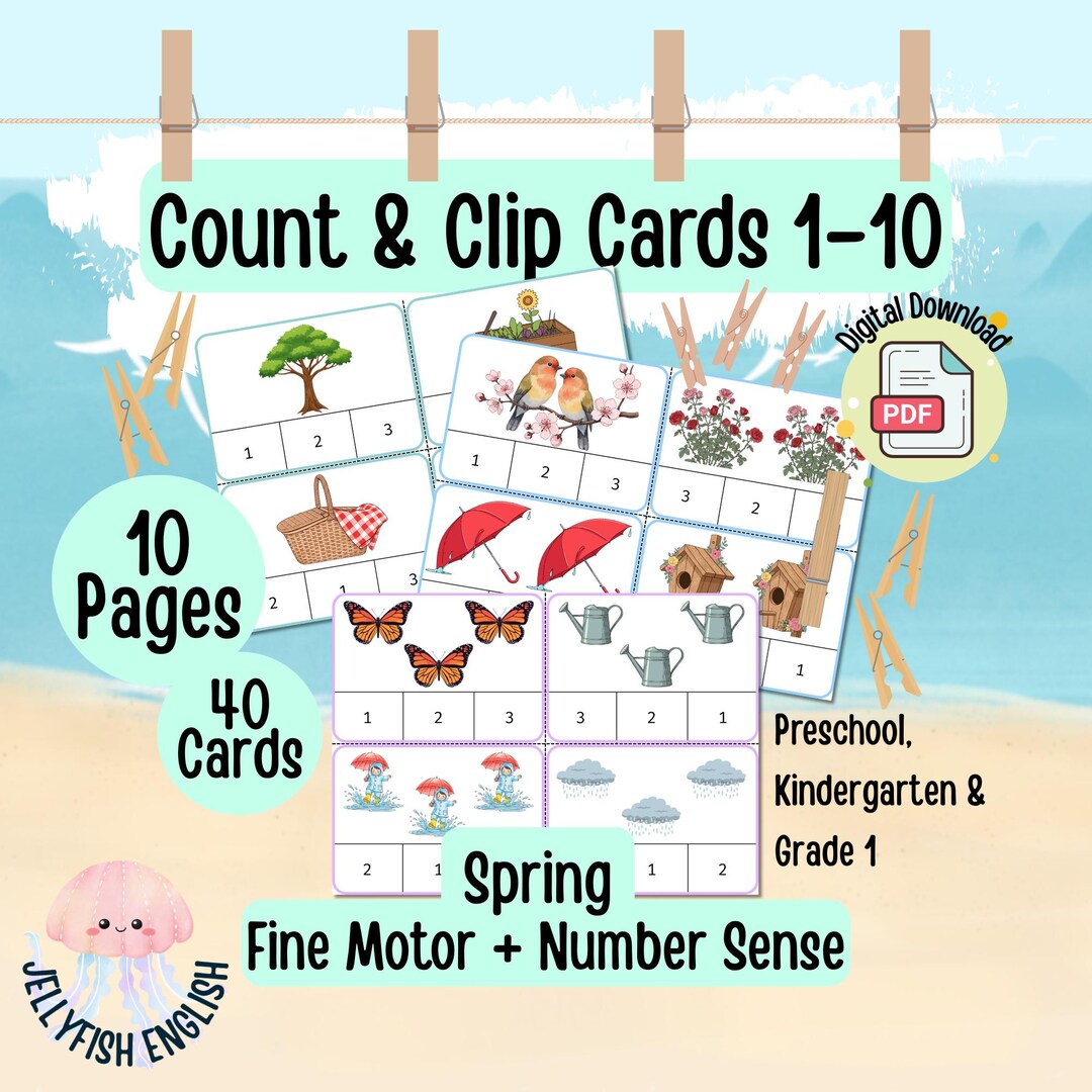 Spring Count & Clip Cards | Preschool Math, Fine Motor Skills - Etsy