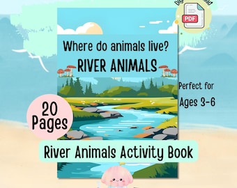 River Animals Activity Book for Preschool and Kindergarten | Animal Habitats Worksheets