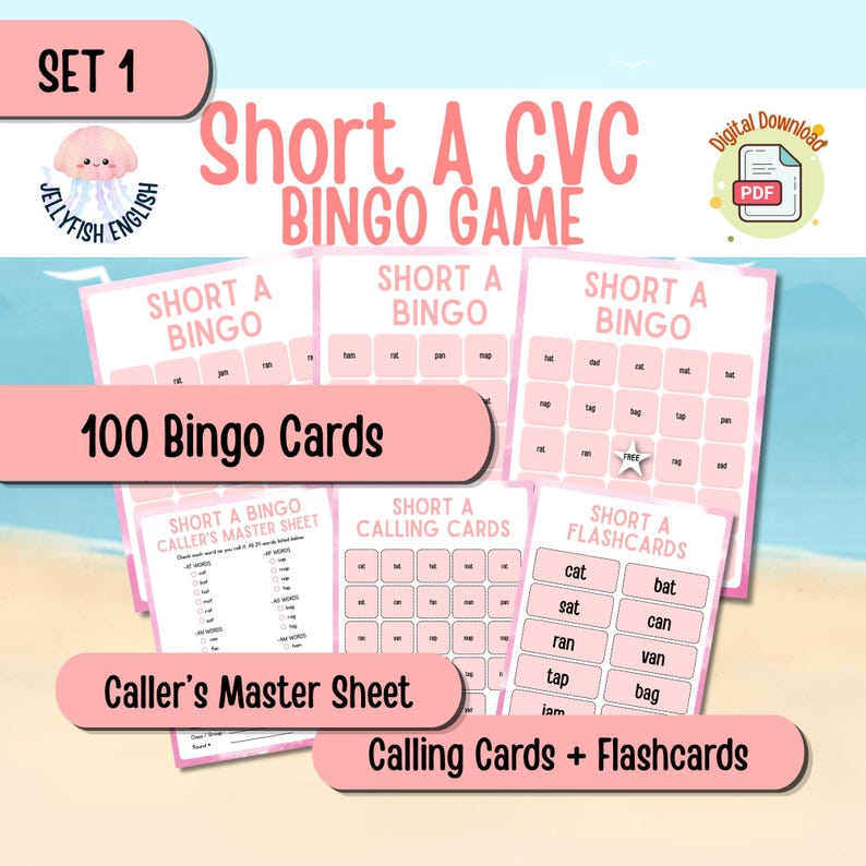 Phonics CVC Words Bingo Game Bundle | Short Vowels, Word Families ...