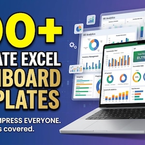 100 Excel Dashboard Templates Bundle | Business KPI, Sales, Finance & Project Tracker | Editable Spreadsheet Pack