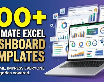 100 Excel Dashboard Templates Bundle | Business KPI, Sales, Finance & Project Tracker | Editable Spreadsheet Pack
