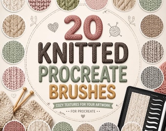 20 Knitted Procreate Brushes | Cozy Wool Texture Pack (Digital Download)