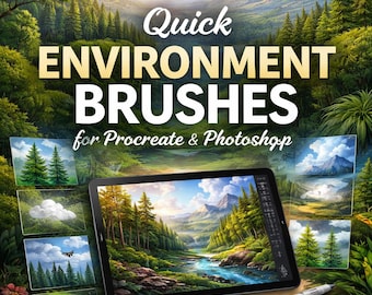 Quick Environment Brushes for Procreate & Photoshop | Landscape, Nature, Sky, Texture Brush Pack