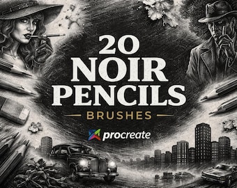 20 Noir Pencil Brushes for Procreate | Realistic Sketch Shading (Digital Download)