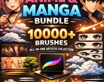 Procreate Brushes: Mega Anime & Manga Bundle, 10000+ Brushes All-In-One Artistic Collection