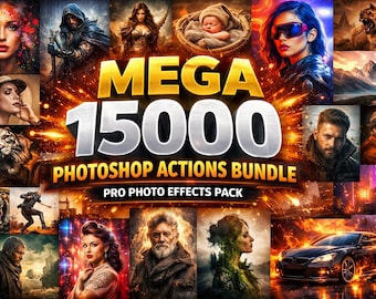 15000 Photoshop Actions Bundle, Photo Effects Pack, Professional Editing Actions, Portrait Presets, Instant Download