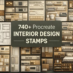 Plus de 740 tampons de décoration d'intérieur Procreate