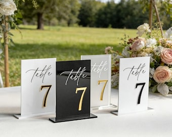 Personalized Wedding Acrylic Table Numbers – Gold Table Numbers | Wedding Table Decor, Wedding Signage