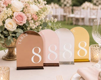Arched Acrylic Wedding Table Numbers,Wedding Reception Signs,Modern Wedding Decor,Table Number Set,Minimalist Wedding,Centerpiece Decor