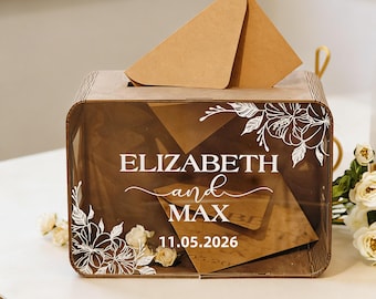 Personalized Wooden Wedding Card Boxes,Perfect for Weddings, Anniversaries, Graduations & Special Events