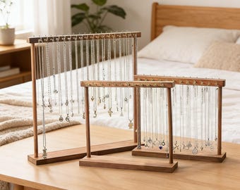 Massivholz Halskette Display-Ständer - Holz Schmuck Display-Ständer | Halskette Halter, Ohrring & Armband Schmuck Organizer