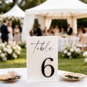 White Acrylic Table Numbers, Modern Wedding Reception Table Signs, Minimalist Centerpiece Decor, Elegant Number Set image 7