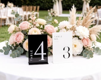 White Wedding Table Numbers,  Modern Acrylic Signs, Elegant Reception Table Decor, Minimalist Wedding Centerpieces