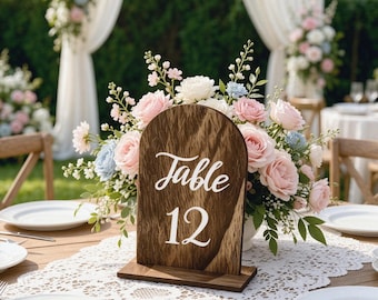 Wooden Wedding Table Numbers, Rustic Reception Table Signs, Dining Table Number Cards, Birthday Party Place Markers, Event Tabletop Decor