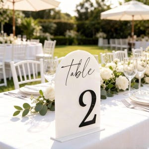 White Acrylic Table Numbers, Modern Wedding Reception Table Signs, Minimalist Centerpiece Decor, Elegant Number Set Arched