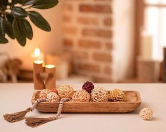 Rustic Wooden Tray Bowl,Versatile Table Decor &  Candle Trays, Rectangular Trays