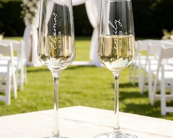 Personalized Engraved Wedding Flutes – Custom Bride Groom Glasses | Wedding & Party Favors, Anniversary Gift