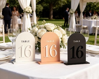 Arch Acrylic Wedding Table Numbers – Modern Wedding Table Decor, Event Signage, Table Number Sign with Stand, Seating Chart Display